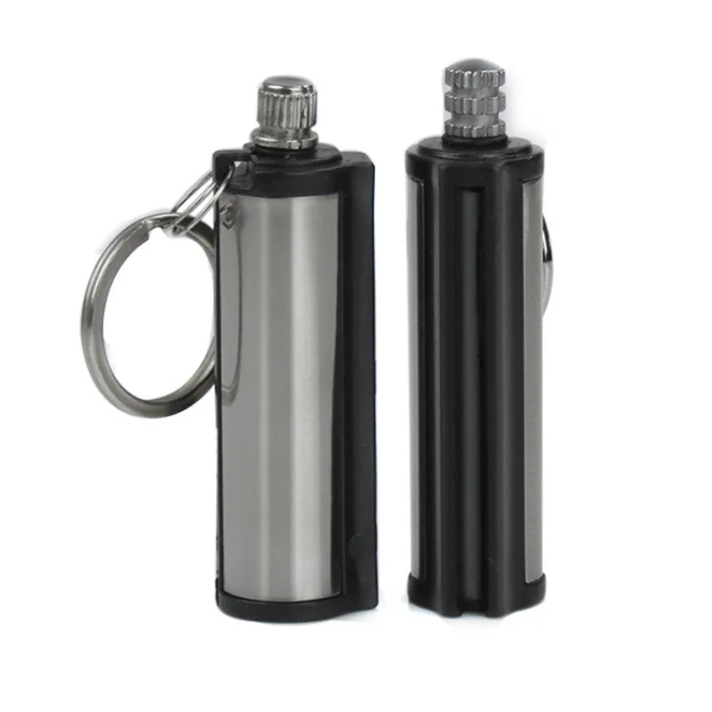 
Camping Metal Match Fire Starter Gas Oil Flints Lighter With KeyChain L0230-1 