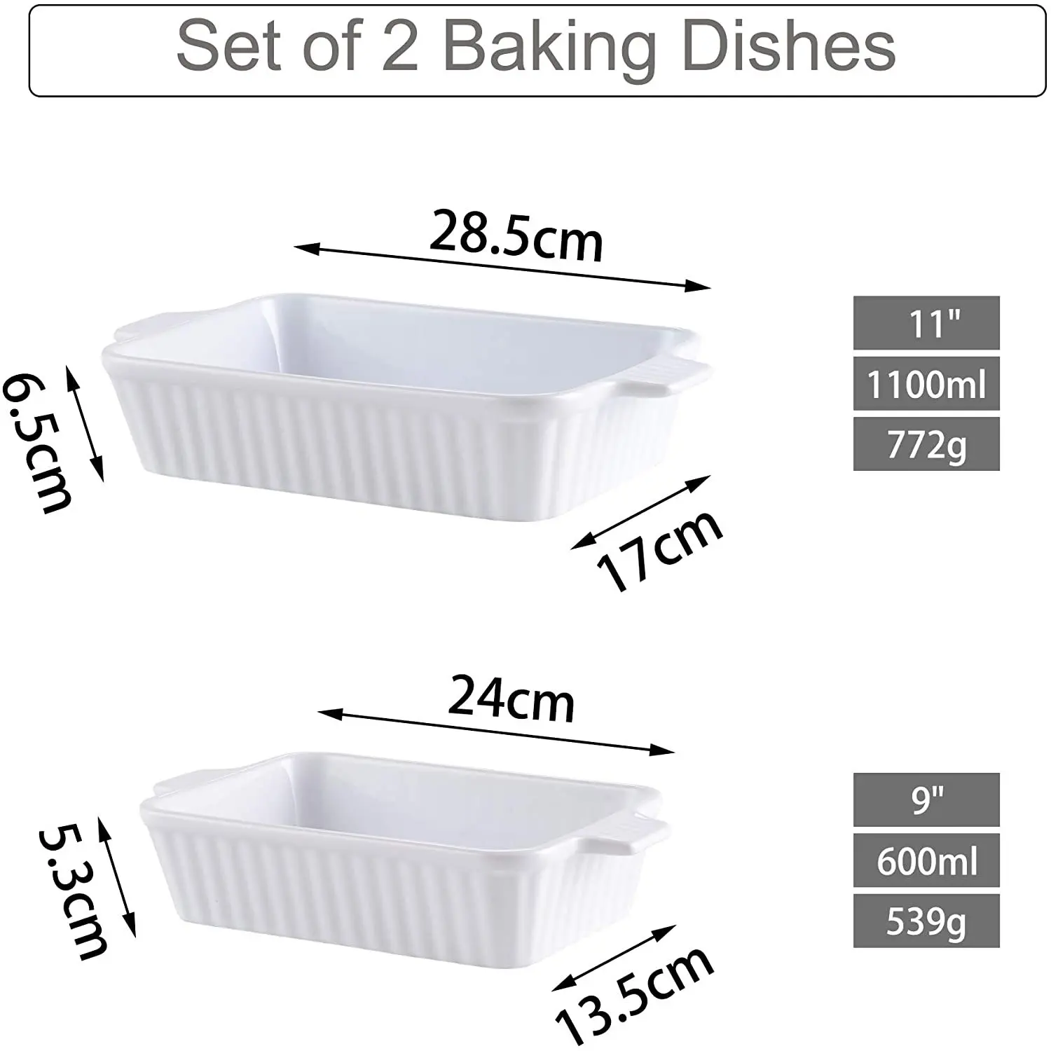Wavy Edge Ivory White Ceramic Bakeware Porcelain Rectangular Baking Dish for Creme Brulee