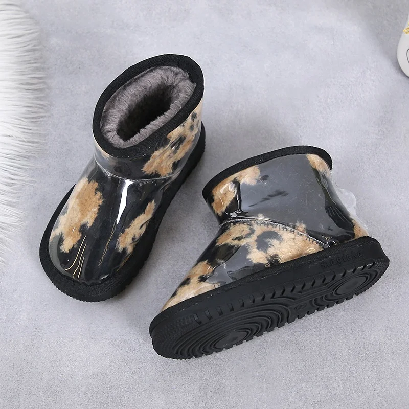 Kid cute snow boots with fur fashion winter waterproof keep warm girls ankle boot baby shoes set
