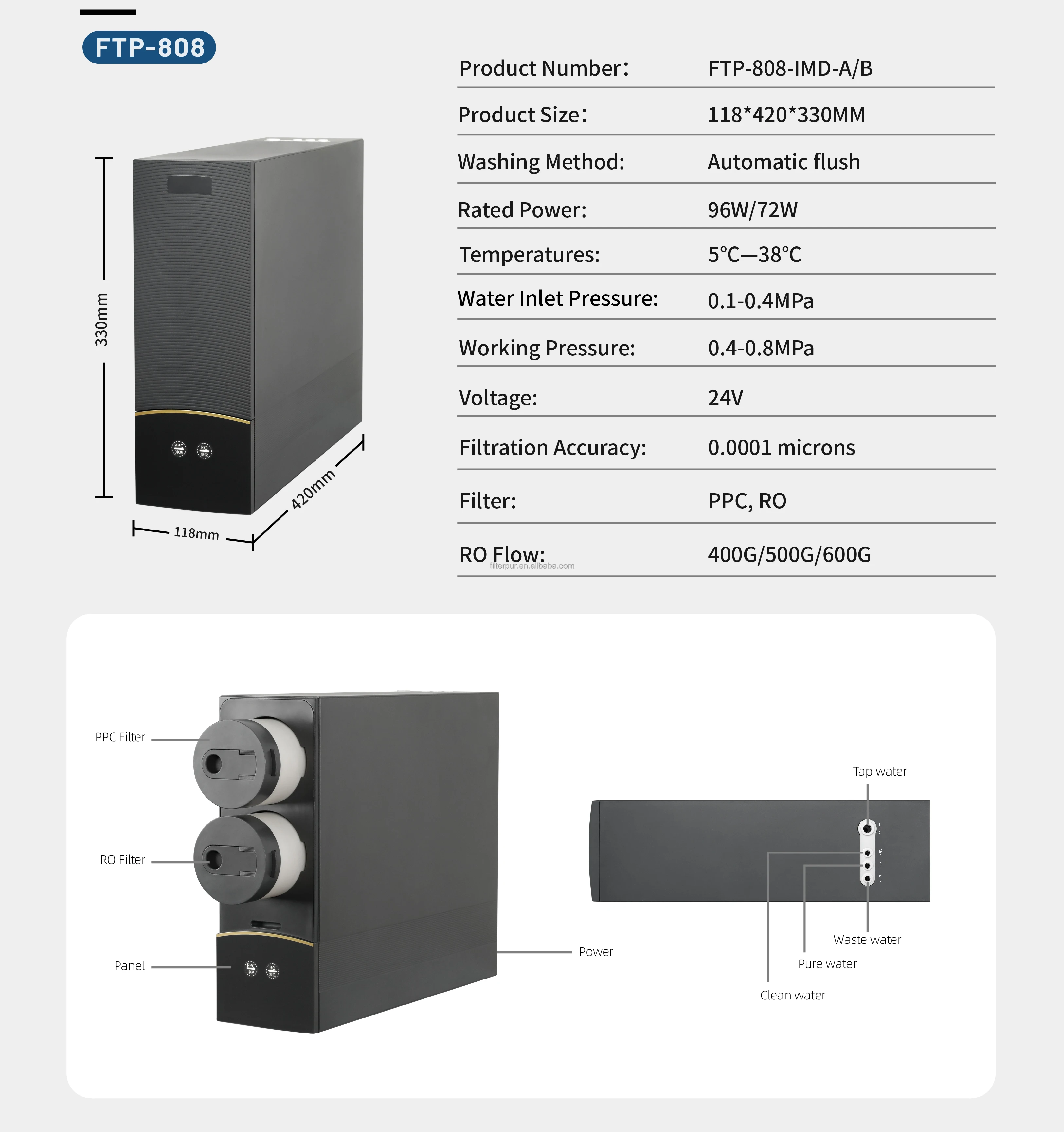 Manufacturer New design 600G Smart household water purifier ro water purifier