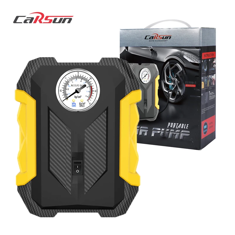 Carsun Wholesale C1399 Model With Pressure Gauge 12v Portable Air Compressor Car Tyre Inflator