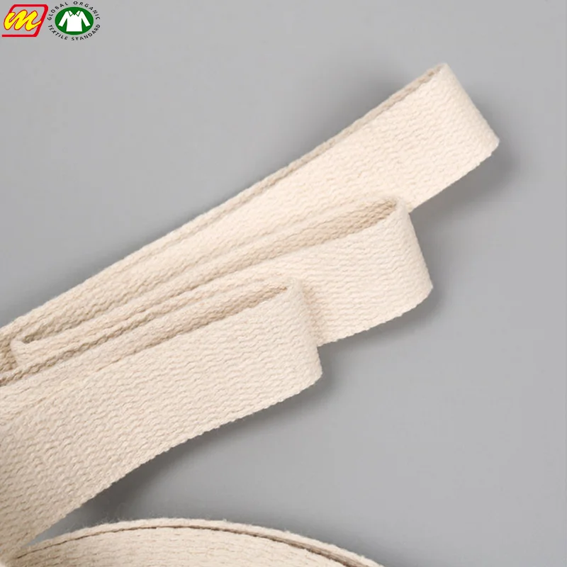 Heavy Weight Custom Cotton Ribbon BCI Branded Natural Cotton Webbing For Sewing Bag Handle Strap