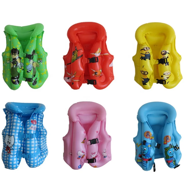 Comfortable inflatable pvc kid life vest with cute cartoon printing life jacket