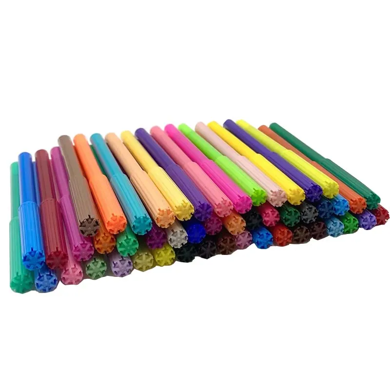 50PCS High Quality Stationery Soft Brush Multi Fibre Tip Water Color Marker Pen Set Non Toxic Drawing Pen Wholesale For Children