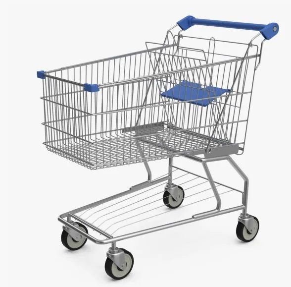 flexible 4 rotating wheels popular supermarket shopping trolley with factory price