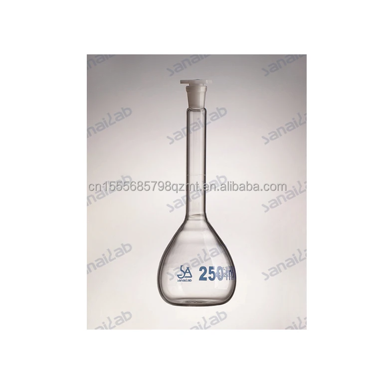 Flat Bottom Borosilicate Pressure 500 Ml Volumetric Glass Flask Long Neck With Base