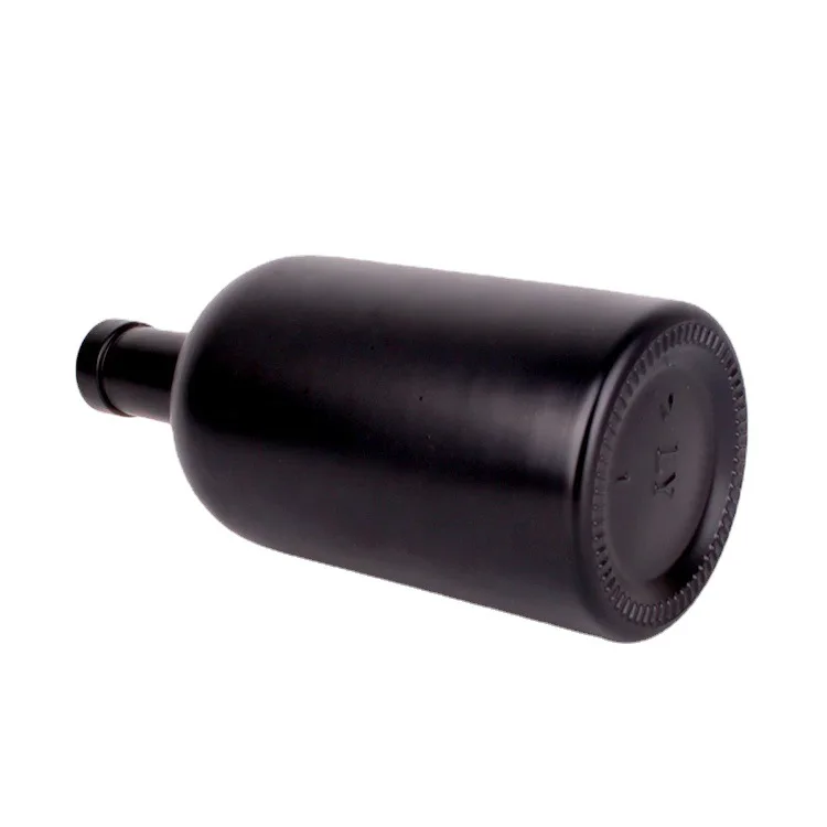 Wholesale Round 200ml 375ml 500ml 750ml 1L black matte olive oil bottle glass with lid