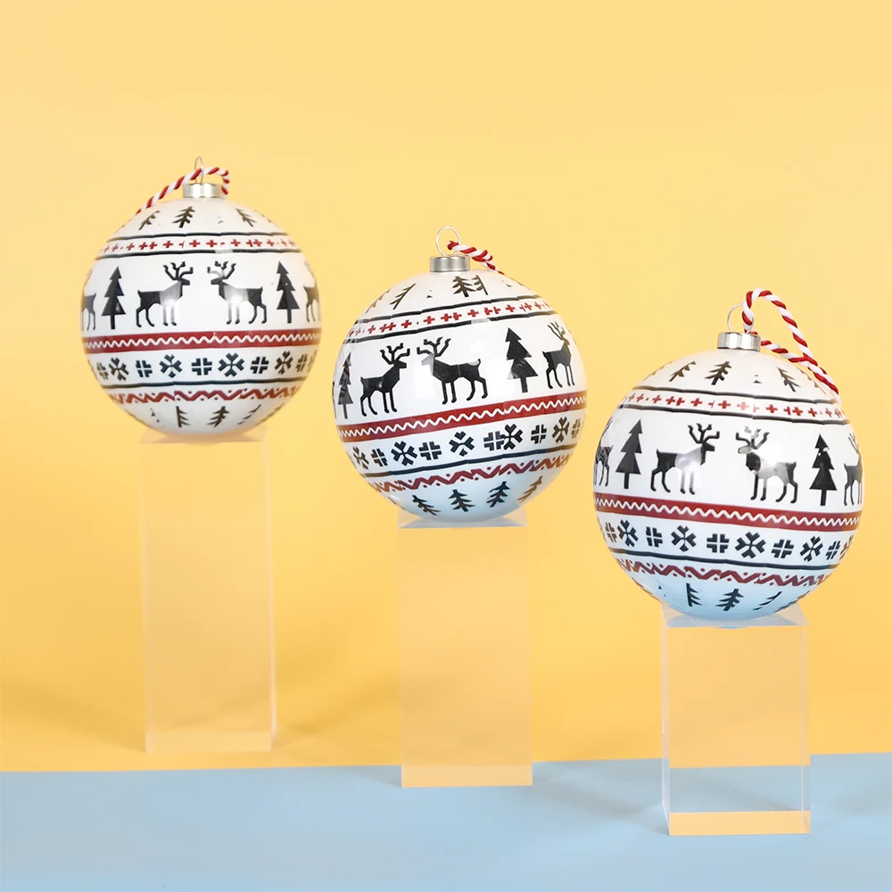 Shatterproof Foam Christmas Balls Sets Cute Elk Pattern New Style Customized Christmas Ornaments For Christmas Decoration