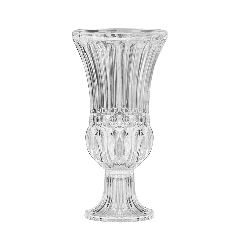 Embossed Diamond Short Stem Luxury French Goblet Glass Vase