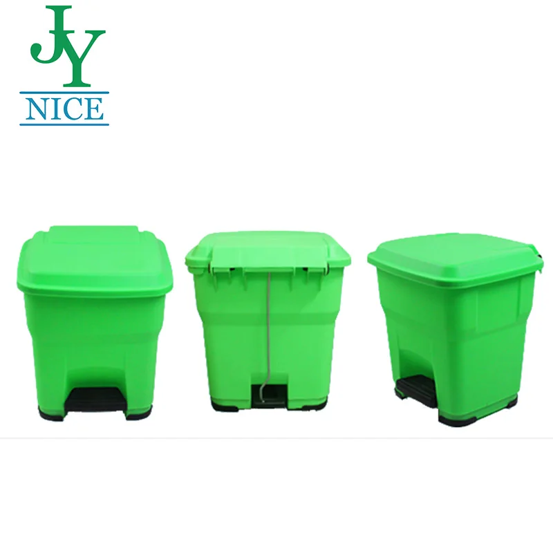 Plastic dustbin garden waste bin red foot pedal trash can with pedal rectangular