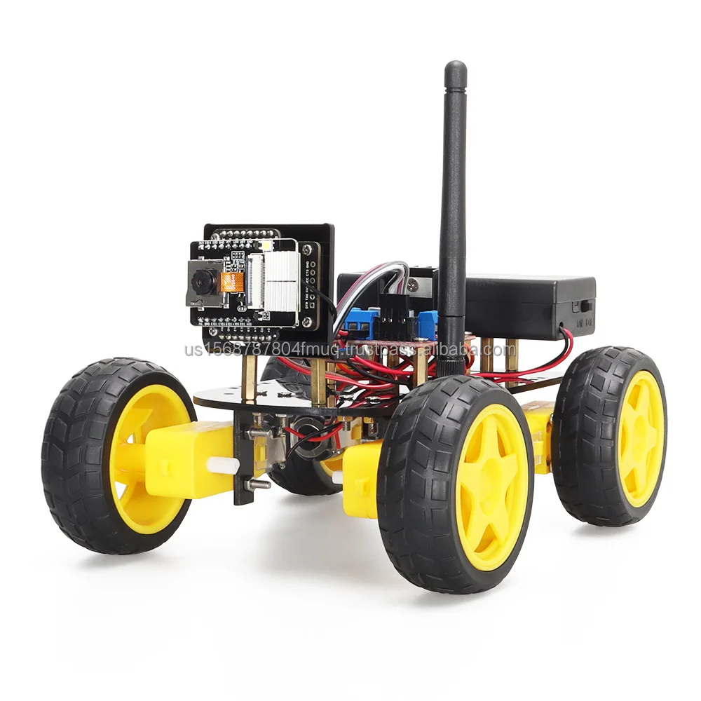 Intelligent DIY Car Robot Kit ESP32 CAM with Wood Camera Kit for Experiments