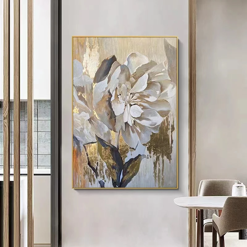 100% Handpainted Abstract Flower Painting on Canvas Large Floral Landscape Acrylic Painting Modern Wall Art for Room Decor