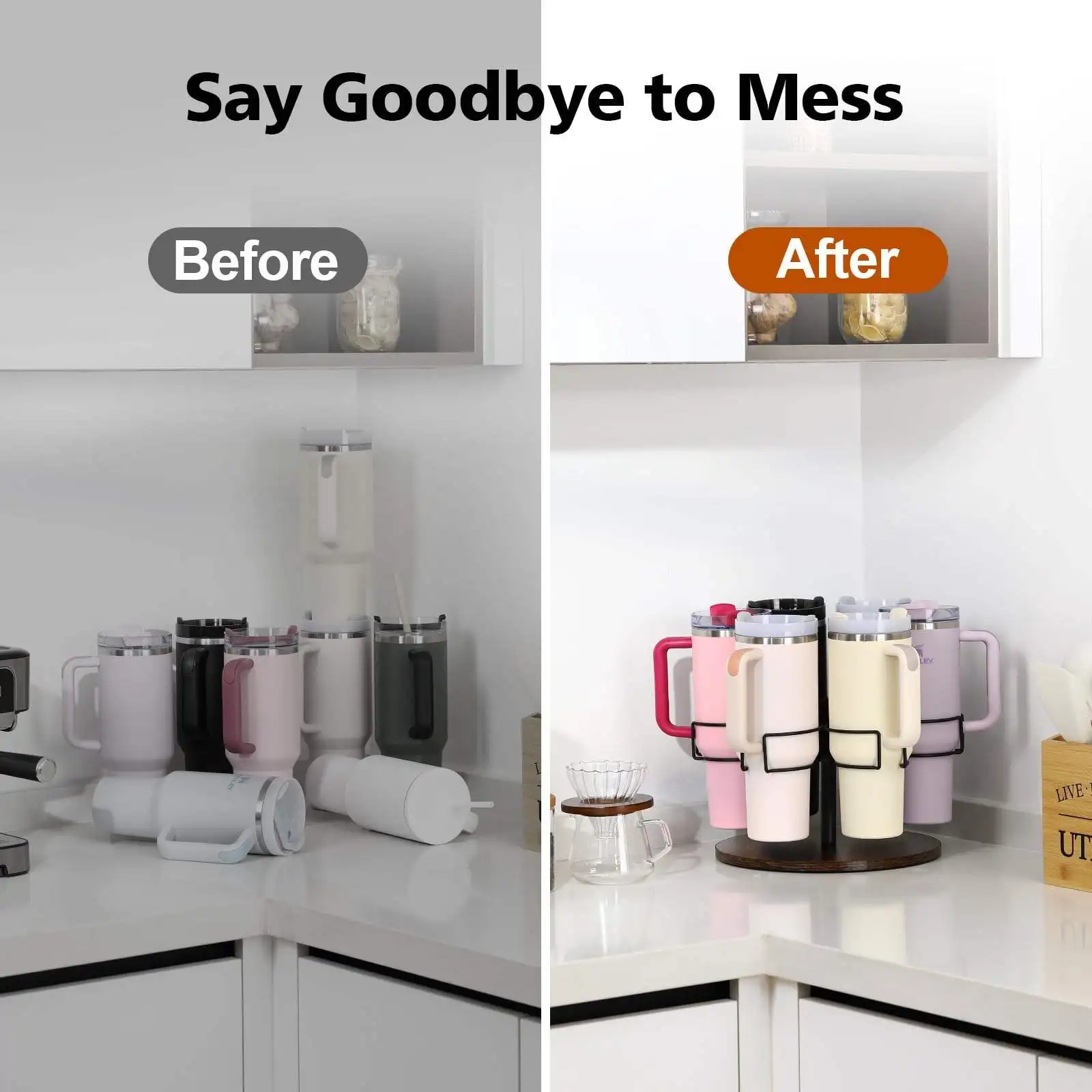 Hot Selling 40oz Hold 6 Bottles Stackable Water Bottle Organizer Rotatable Cup Holder for Stanley Kitchen Organizers and Storage