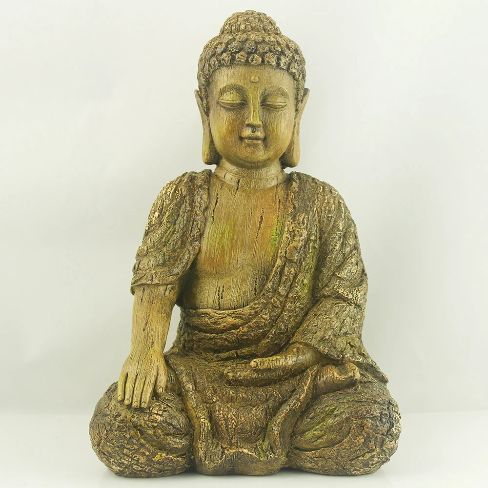 Large and small size buddha statue in wooden finish
