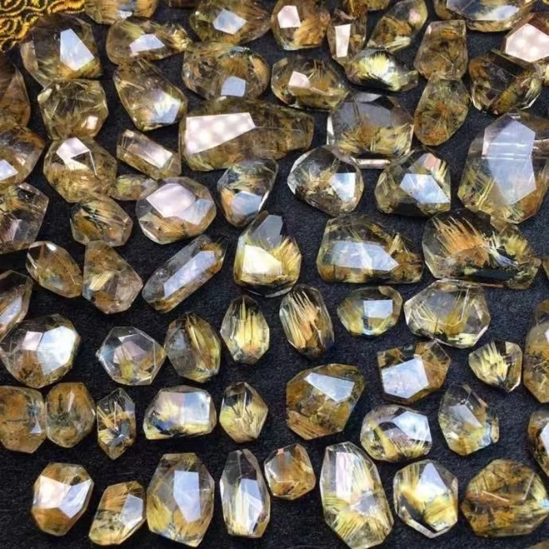 Wholesale High Quality Natural Golden Rutile Quartz Opal Gemstone Loose Cabochon Pear Fancy Jewelry Crystal for Making Jewelry