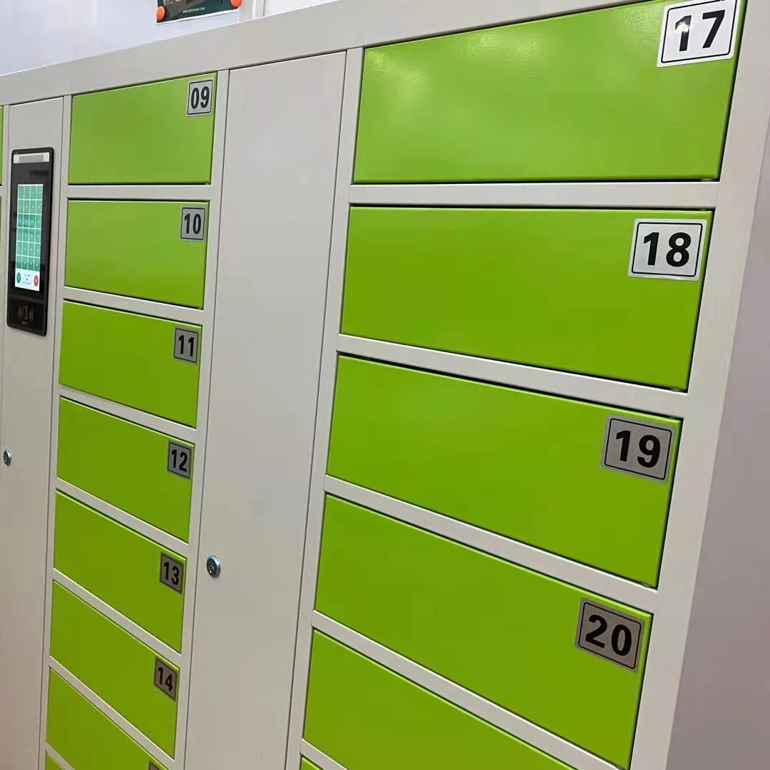 Electronic locker door charging station cabinet cart with wheel