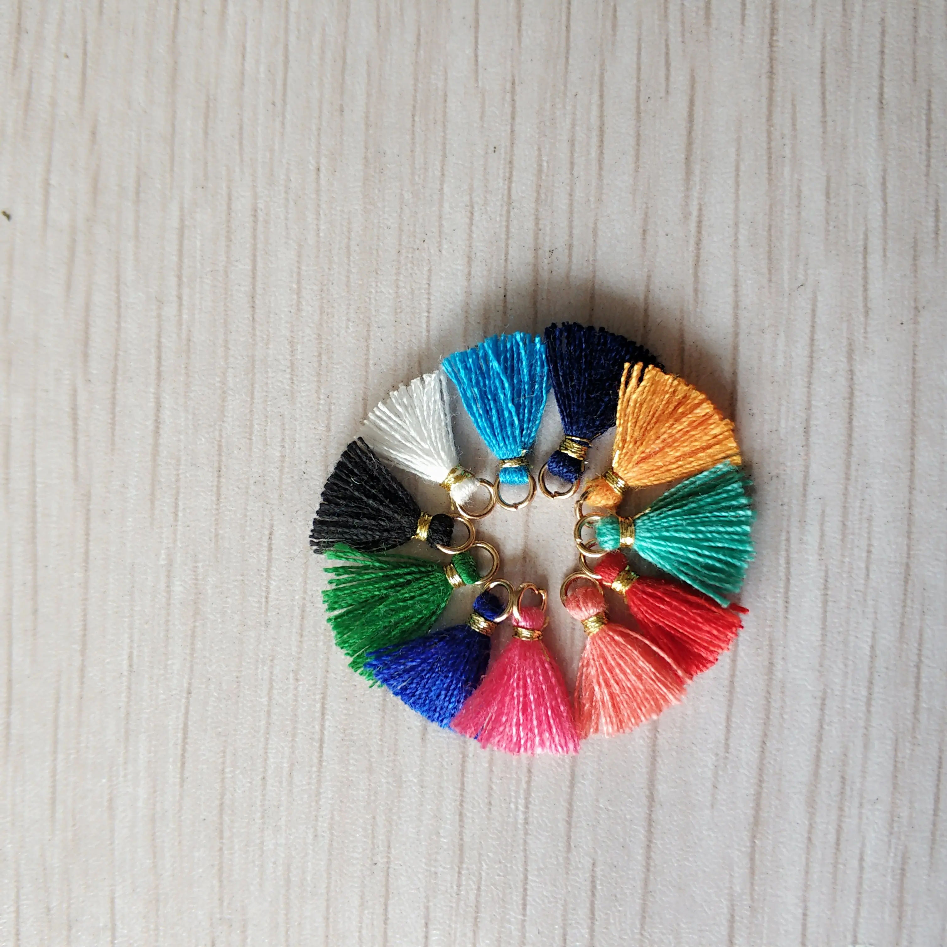 
Wholesale 1cm mini tassel colorful cotton tassel with ring for jewelry decorative 