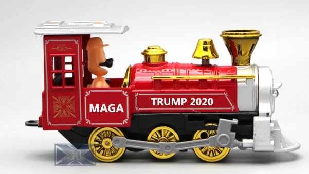 Trump toy Funny Creative Old Steam Locomotive Alloy Model Children Sound Light Resilience Train