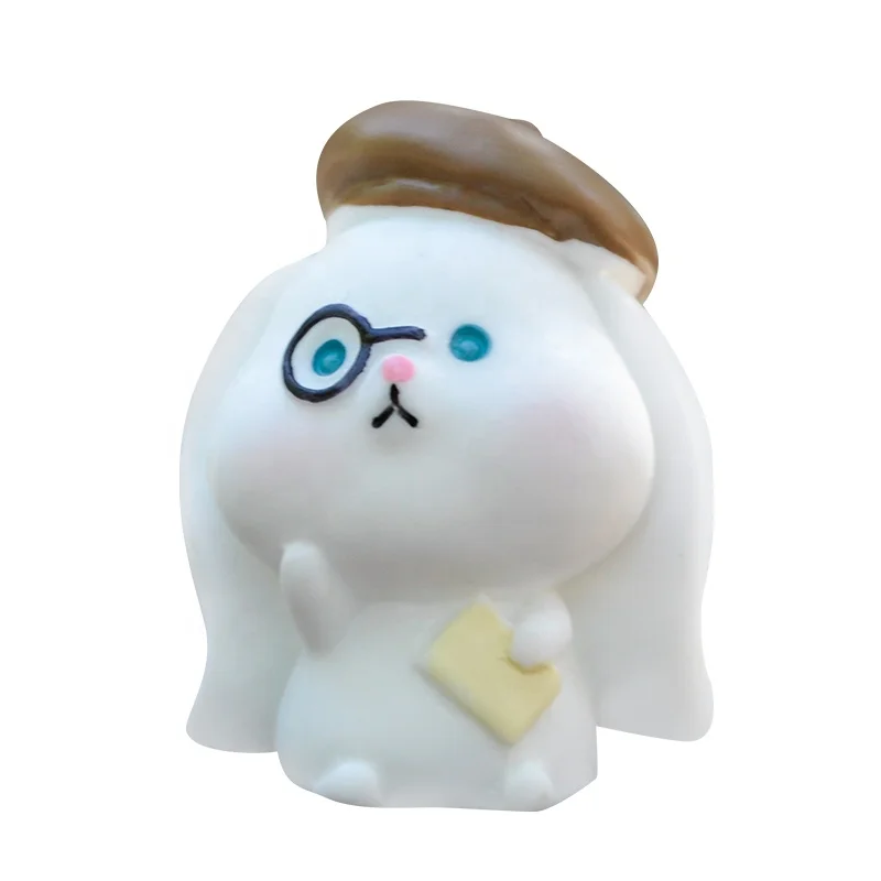 Cute Rabbit Lovely Simulation Animal Resin Model Action Figure DIY Decoration Miniature Action Figures Toy For Kids Gift