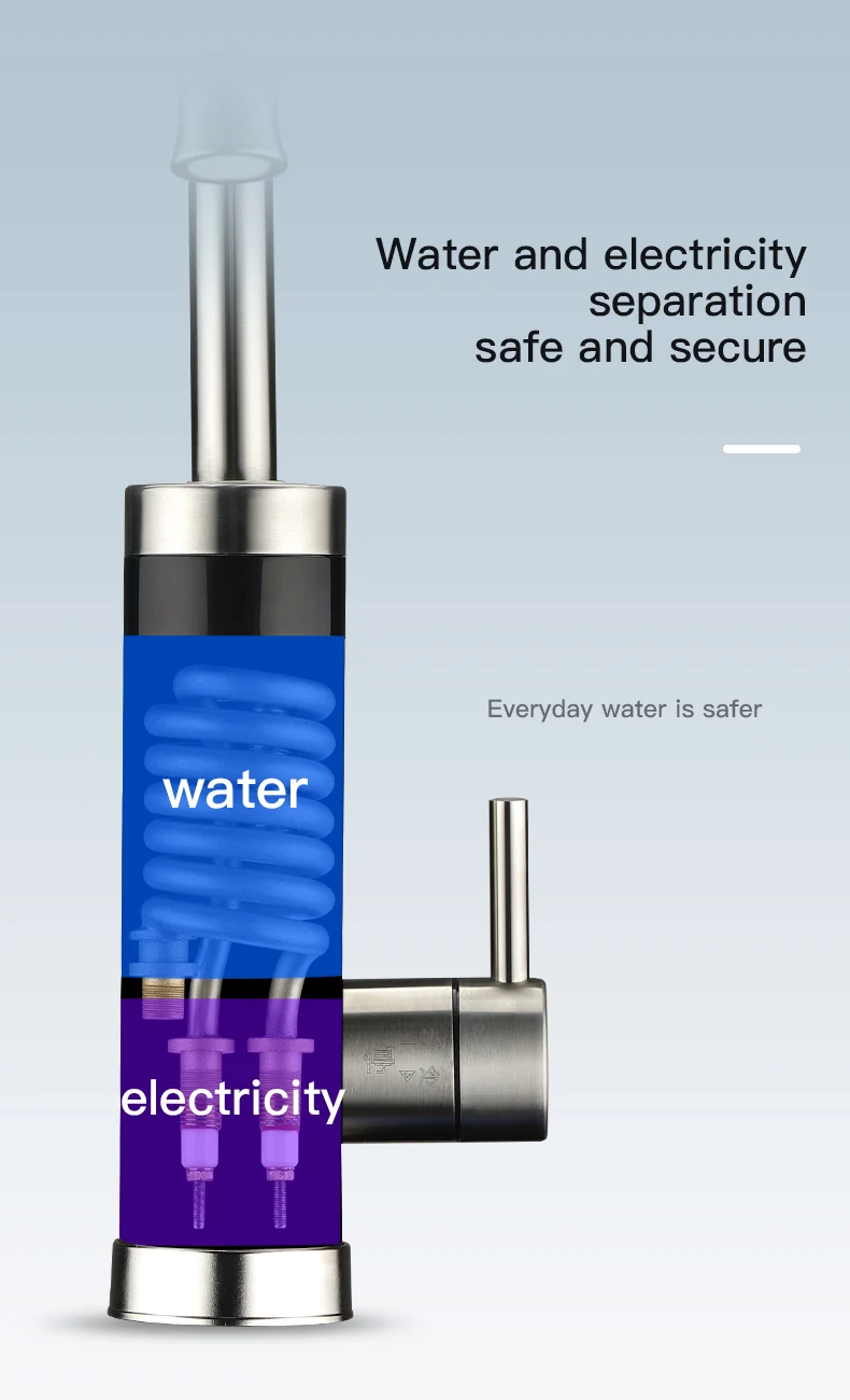 3000W Electric Tankless Hot Water Heater Faucet for Kitchen 3S Instant Hot Water System Shower Use for RV Application