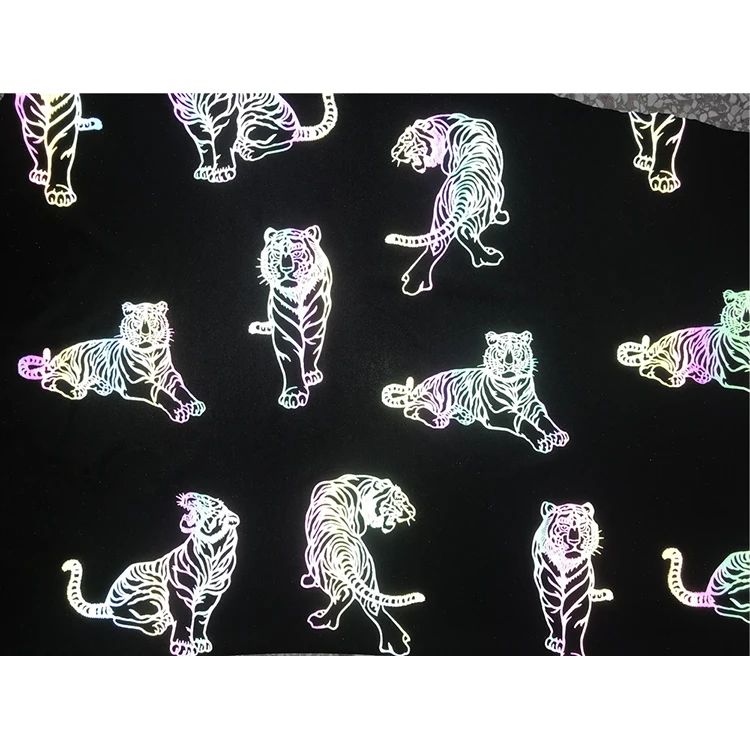 Fashion tiger pattern anti-static flexible reflective polyester material