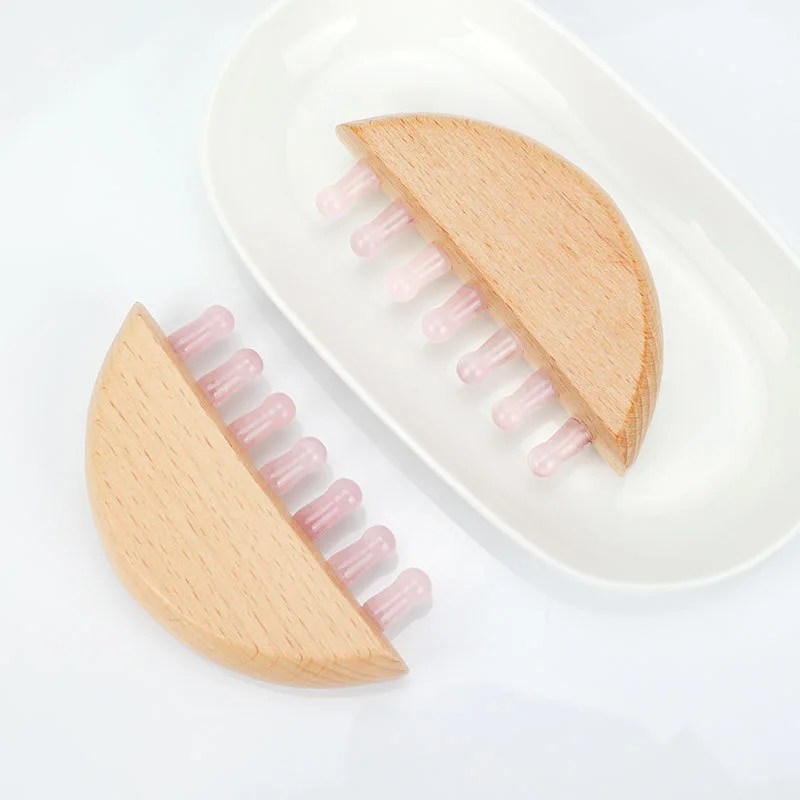 Jade Comb for Head Massage Natural Guasha Stone Scraping Hair Comb Scalp Care Massage Tool Spa Acupuncture Relaxation
