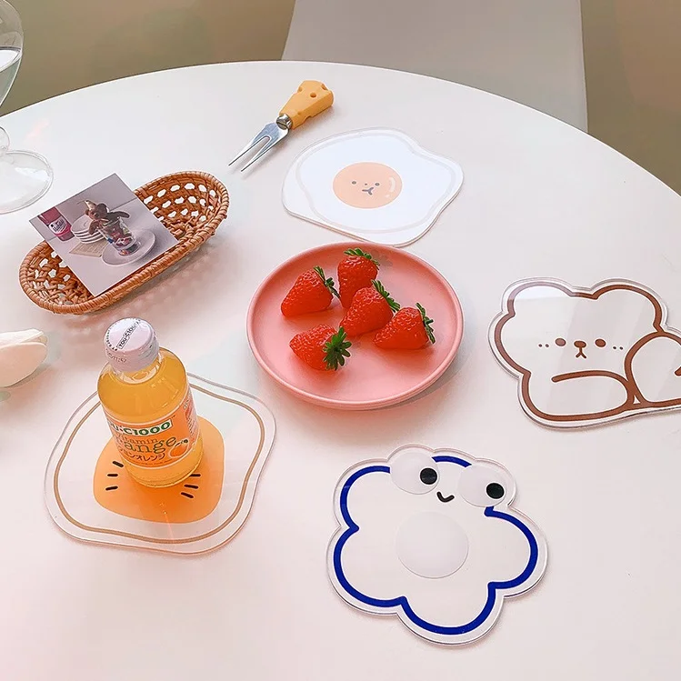 New Cute Best Gift Custom Shape Acrylic Coasters Clear Plexiglass Tabletop Coasters Cocktail Coasters for bar home decors