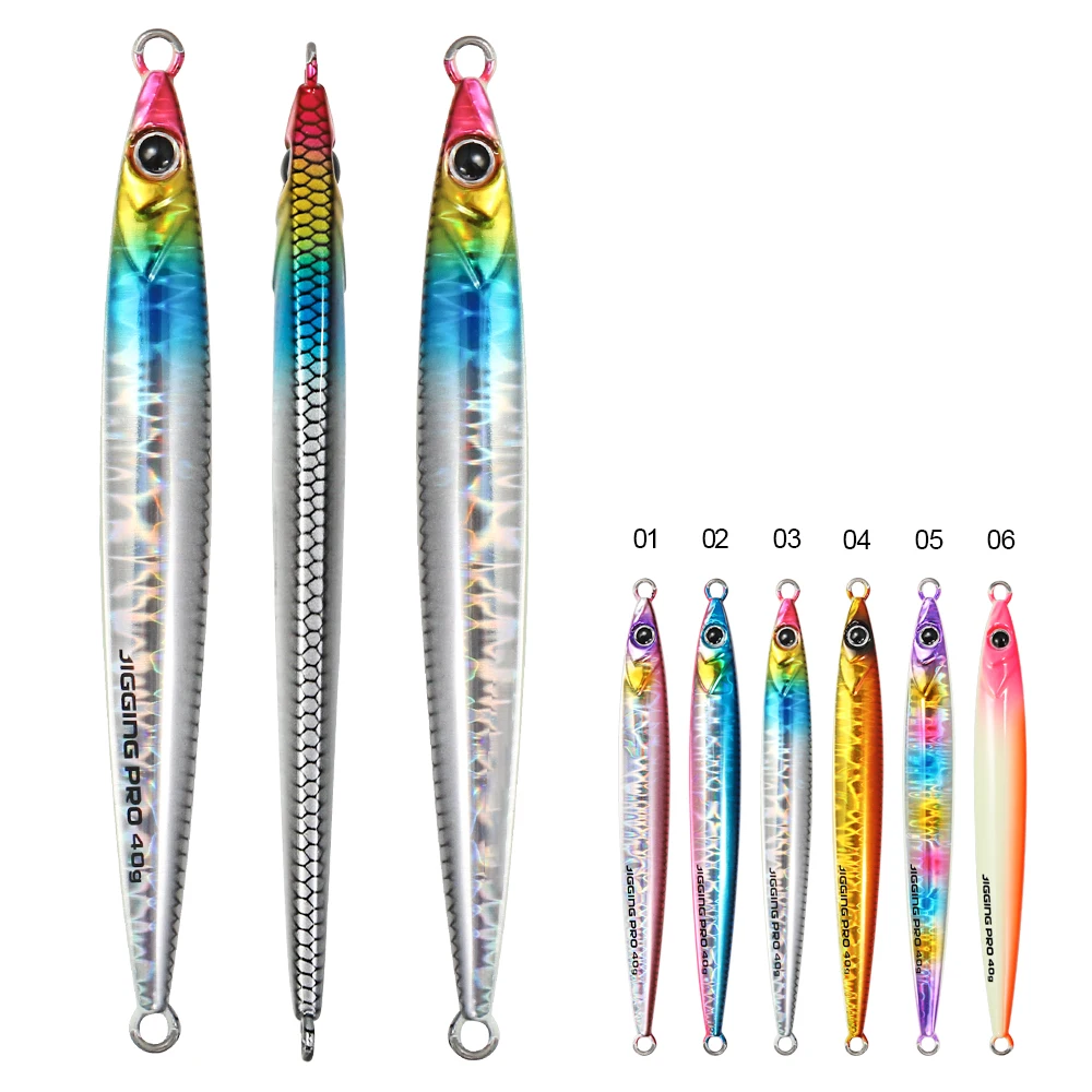 Jigging pro Long Slim Fishing Jigging Lure For Saltwater Fishing Metal Jig Lure 40g 60g  Hard Fishing Lure