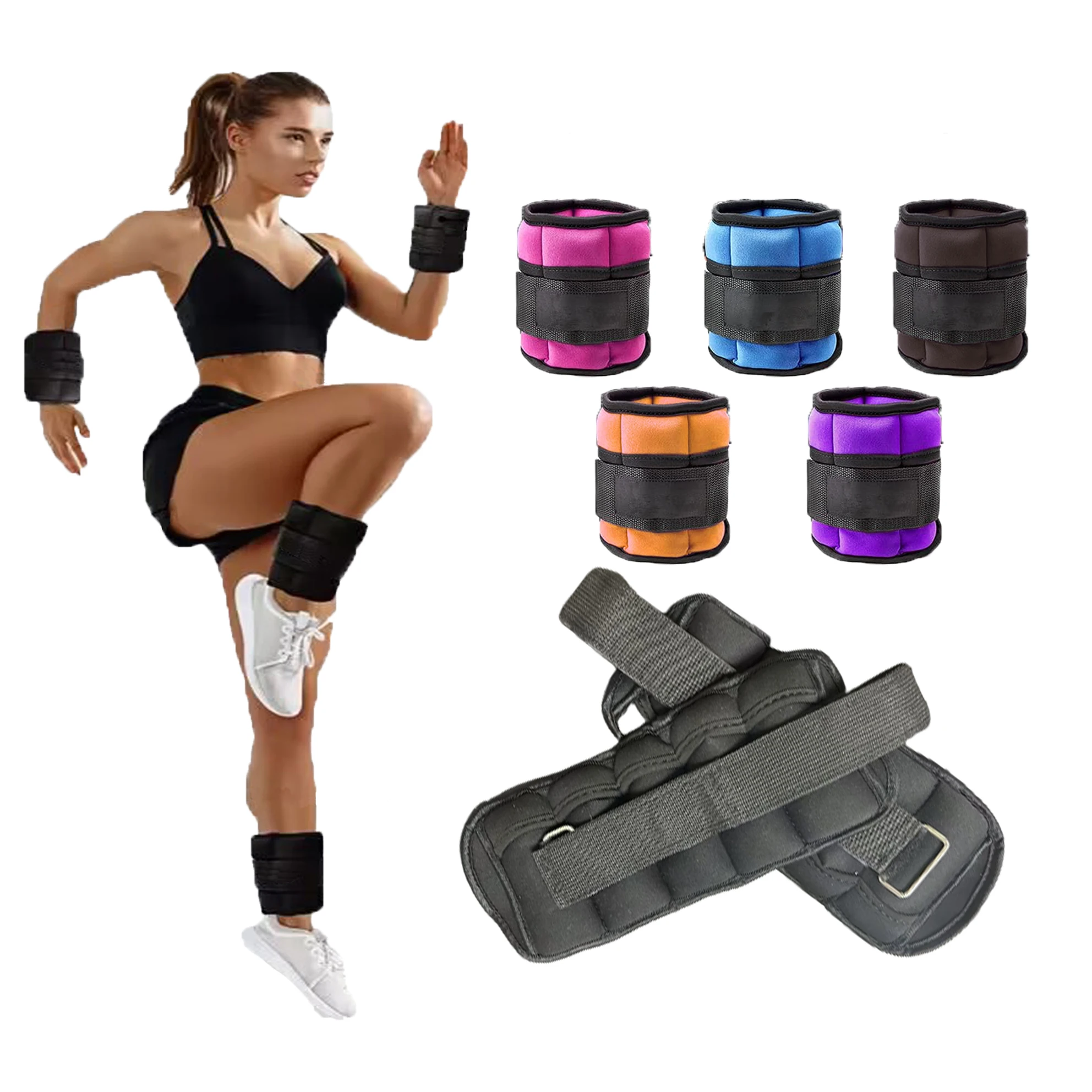 NQ SPORTS Fitness Training Adjustable Neoprene Ankle Wrist Weight Custom Adjustable Fitness Weighted Ankle Sandbag Weight Cuffs