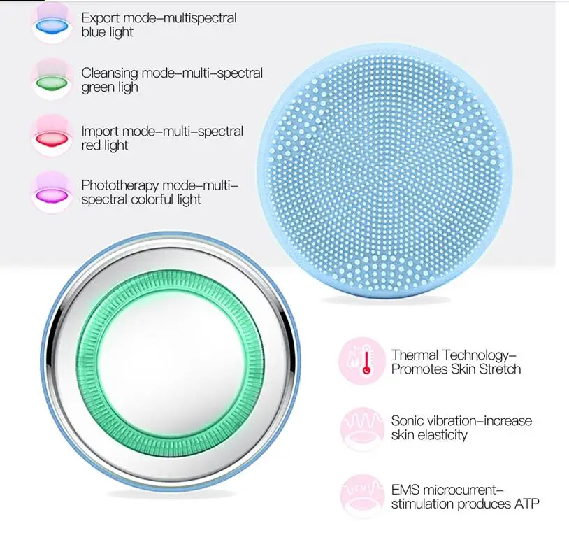 
Sonic Silicone Face Cleansing Brush 2 In 1 Led Photon Face Massage Deep Pore Cleaner Acne Remover Face Lifting Free Shipping 