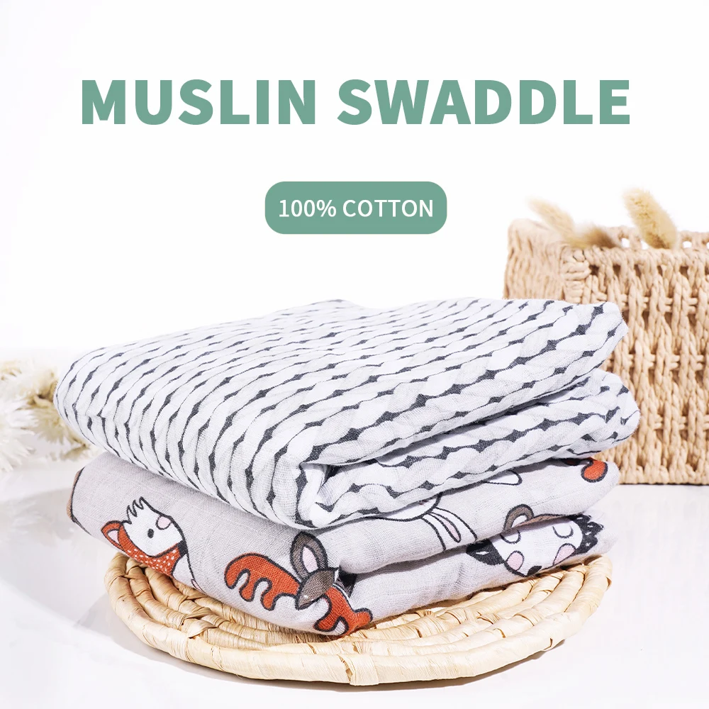 100% Organic cotton Soft Breathable Organic Muslin Swaddle Blanket friendly  Muslim Baby Blankets