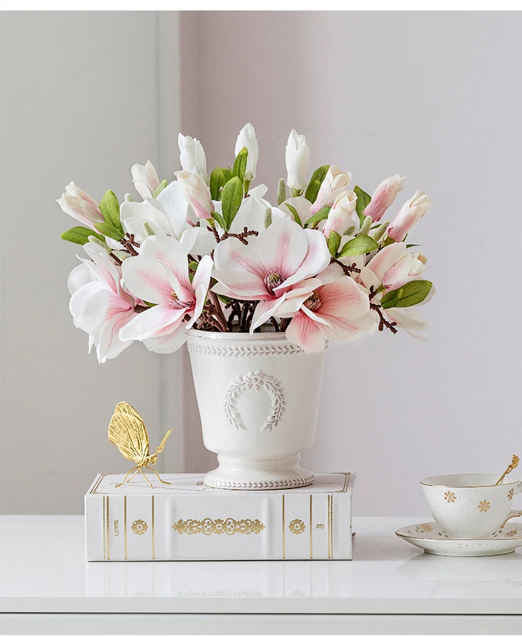Factory direct sell artificial flowers branch single stem real touch silk flower magnolia for centerpieces arrangements