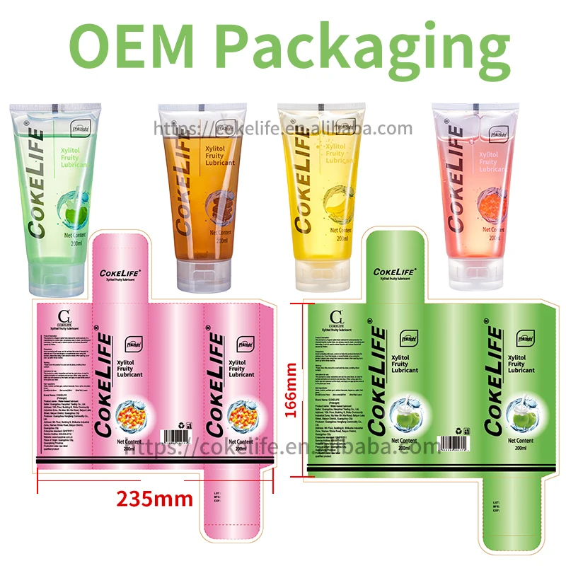 CokeLife OEM Intimate Lubricant Flavoured Lube Gel Lube Water Based Sexual Jelly 200ML Fruit Flavor Sex Lube Gel For Smooth Sex