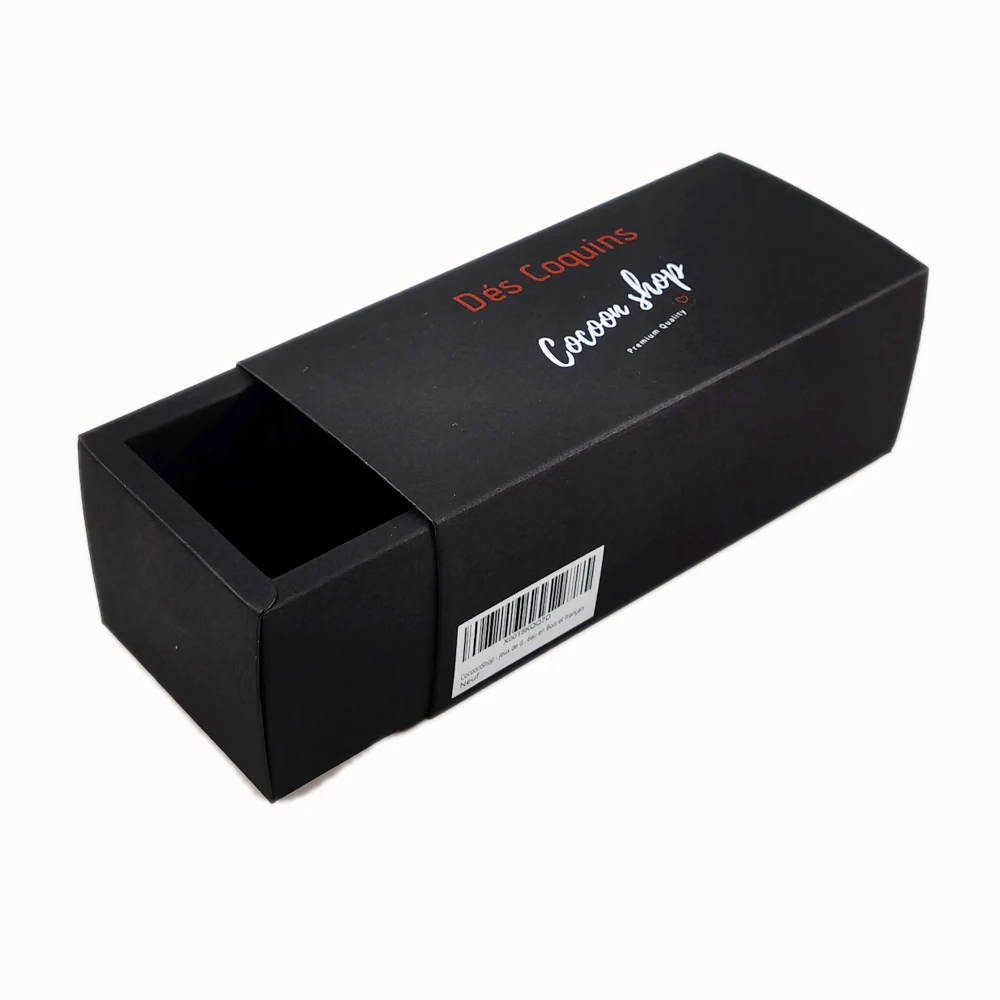 
Custom Recycle Biodegradable Black Matte Folding Kraft Sliding Mini Packaging Drawer Paper Box 