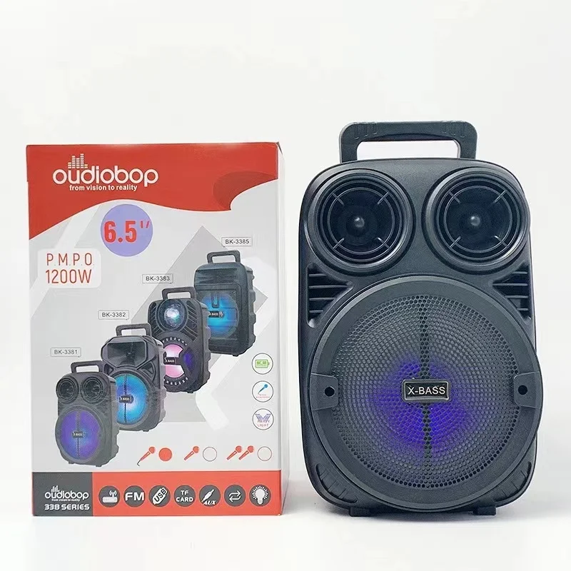 OEM Portable Card Wireless Speaker 6.5 Inch Wireless BT Subwoofer Speaker with Microphone Grip