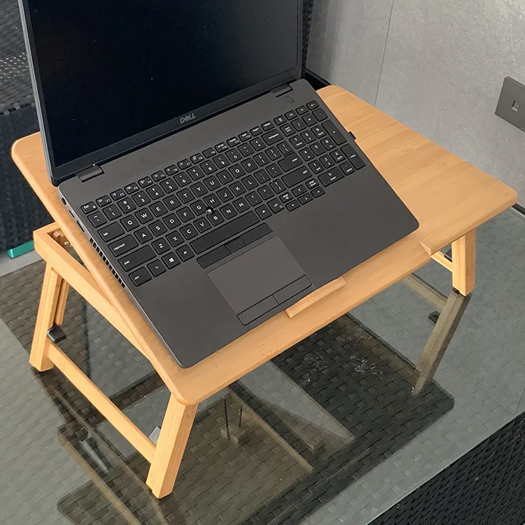 Factory Supply Bed Lap Desk Adjustable Bamboo Laptop Shelf Dorm Foldable Computer Desk Table
