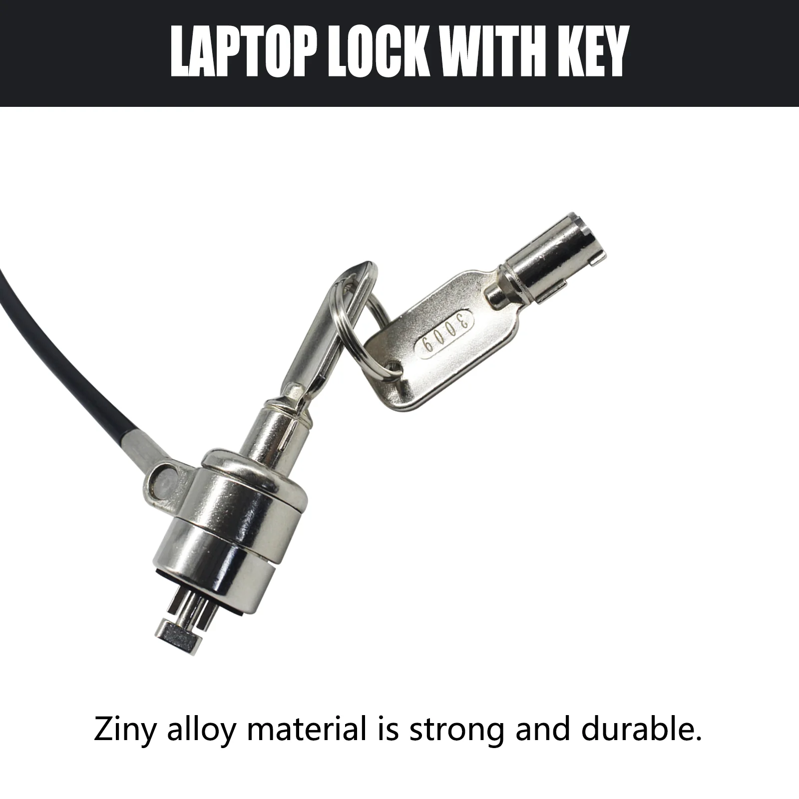 Hot sale zinc alloy computer security cable lock with keys anti-theft steel laptop security lock cable chain for 3x7 slot