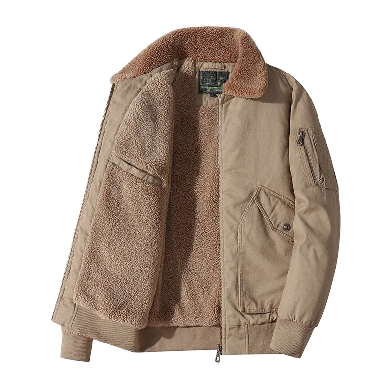 Новая мужская куртка, хлопковая куртка, зимнее бархатное плотное пальто из овечьей шерсти, шерстяная куртка с воротником для мужчин среднего возраста