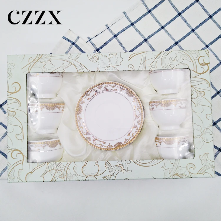 Wholesale European luxury color print design coffee tea ceramic cup and saucer set