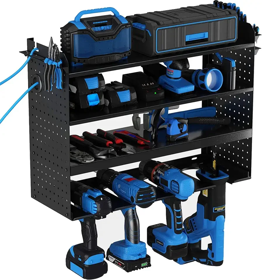 Heavy Duty Metal Removable Power Tools Storage Organizer Workshop Warehouse Garage Drills Charging Station Rack