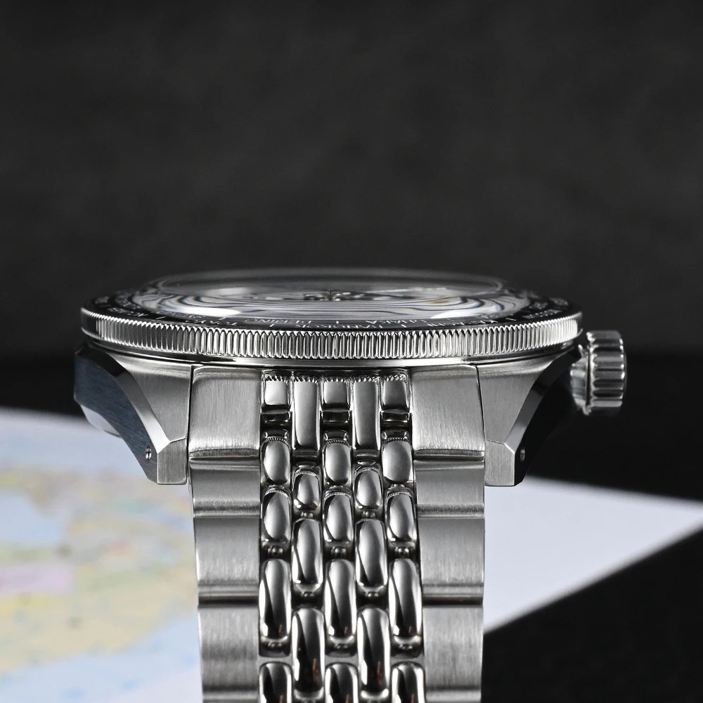 Wholesale custom factory price luxury world timer bezel classical 20atm mechanical automatic Men Diving NH34 GMT Watch for sale