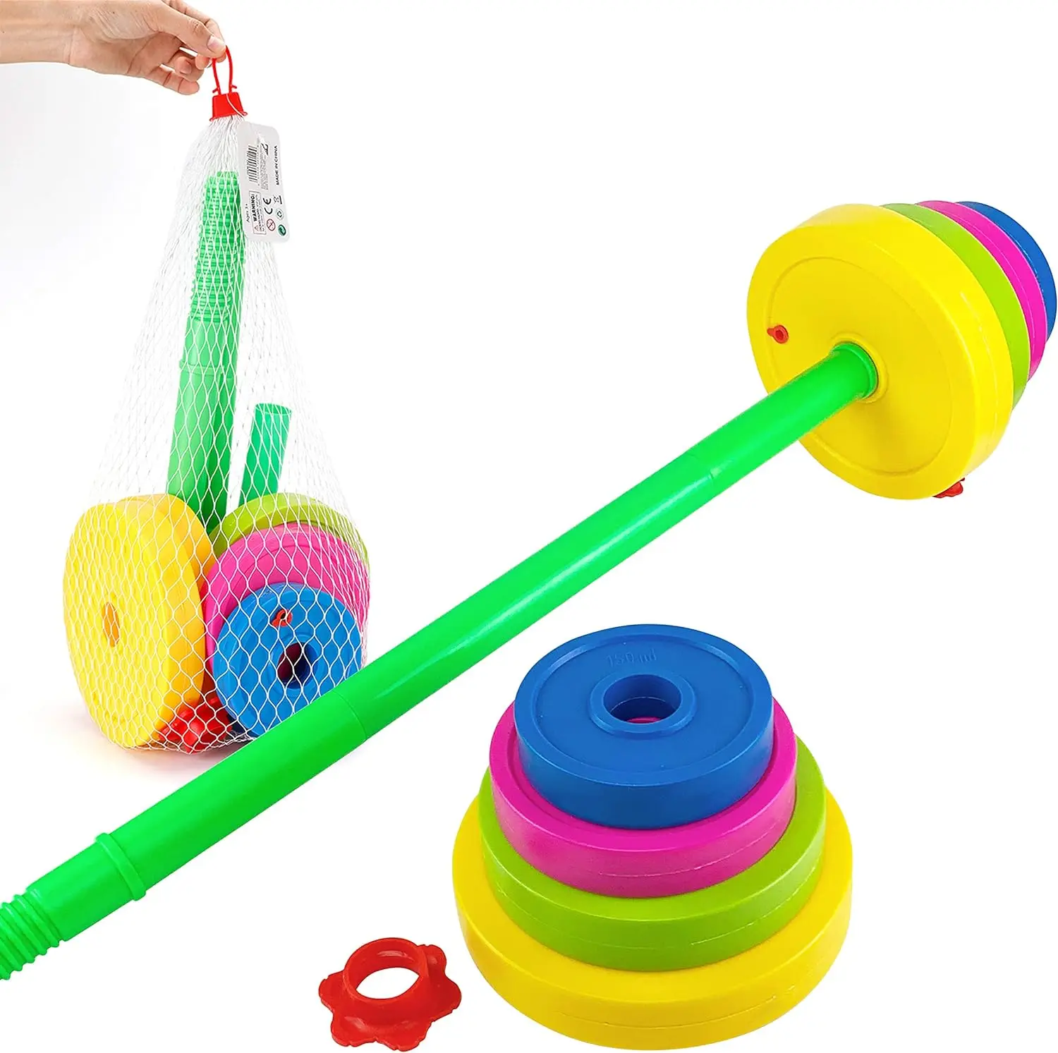 Wellshow Sport Wellshow Sport Kids Barbell Weight Set - Adjustable Workout Toy Equipment for Children Pretend Play Exercise