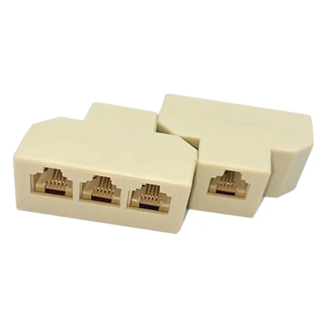 Telephone Jack 1 Female to 3 Female RJ11  6P4C Jack  Splitter 2 /3/4  way T Adapter