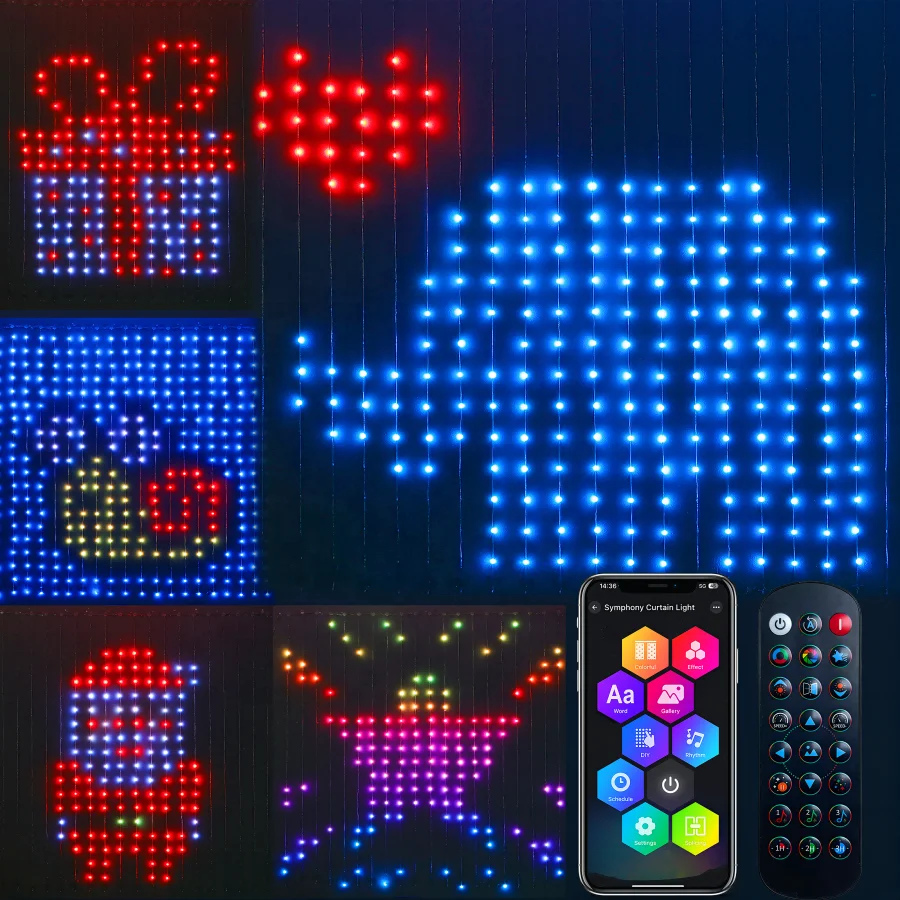 Kingyi Smart RGB пиксельные занавески управляемые приложения украшения для Хэллоуина вечеринки свадебное освещение; Рождественская Светодиодная лампа