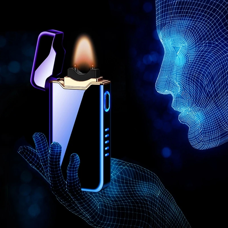 High Capacity Power Electric Lighter Usb Rechargeable Power Display Pulse Lighter Double Arc Cigar Plasma Led Lighter