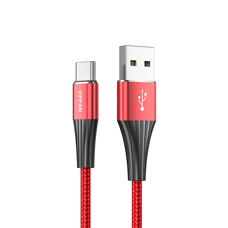 Vipfan Бесплатная доставка usb type-c кабель oem логотип usb кабель в комплекте usb c кабель нейлоновый Плетеный