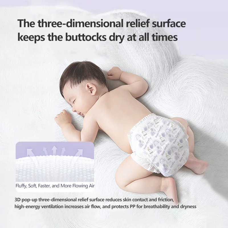 Wholesale Lightweight Baby Diapers Skin Friendly Breathable Diapers for Newborn Night Use Toddler Paper Diapers Pants