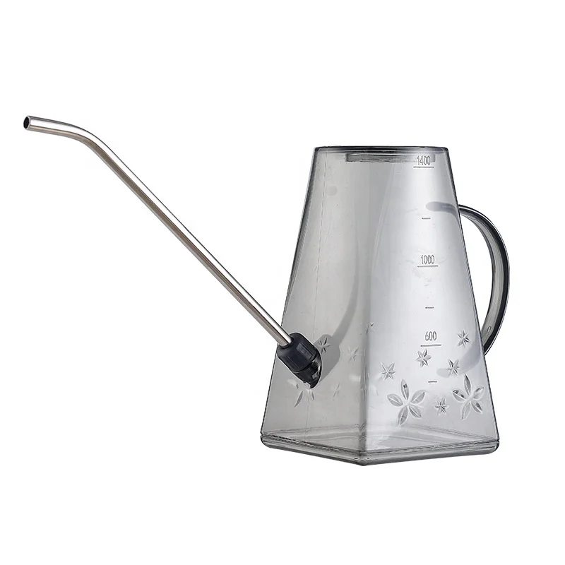 1.4L long nozzle plastic flower watering can transparent watering pot