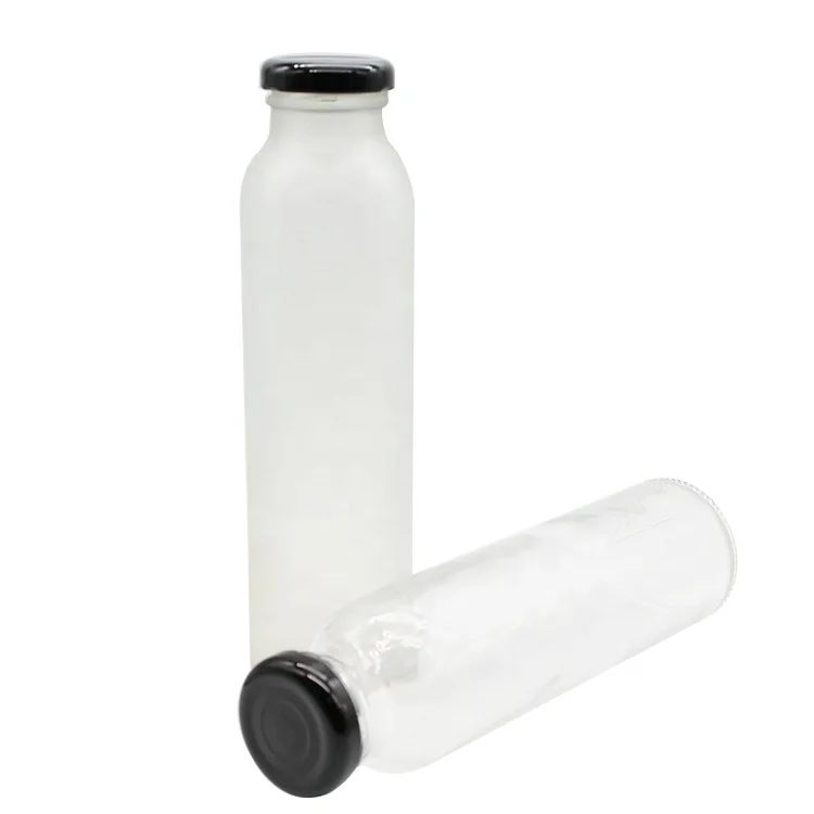 Cheap 330ml empty clear drinking glass water bottles with screw