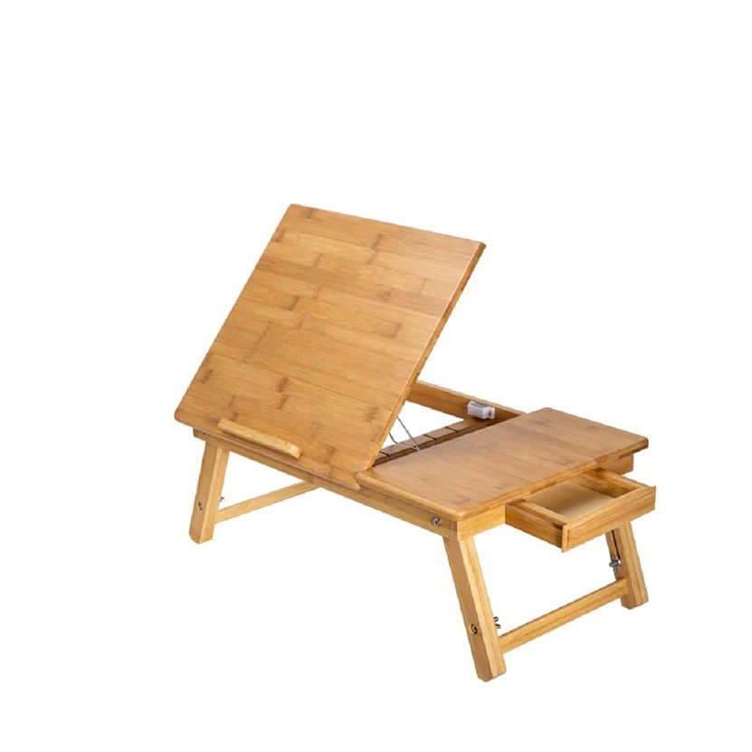 Cheap bamboo laptop table dormitory folding table lazy bed computer desk
